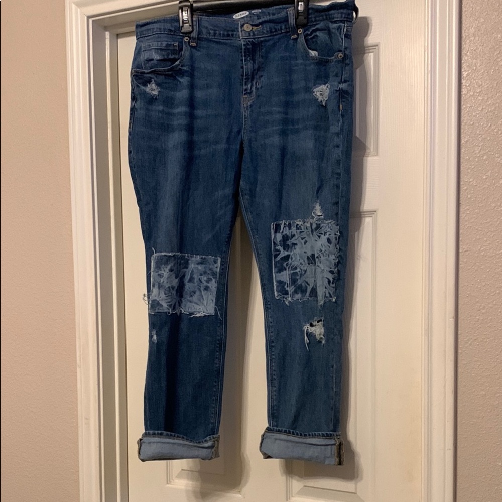Boyfriend Distressed, Patchwork Jeans - image 1